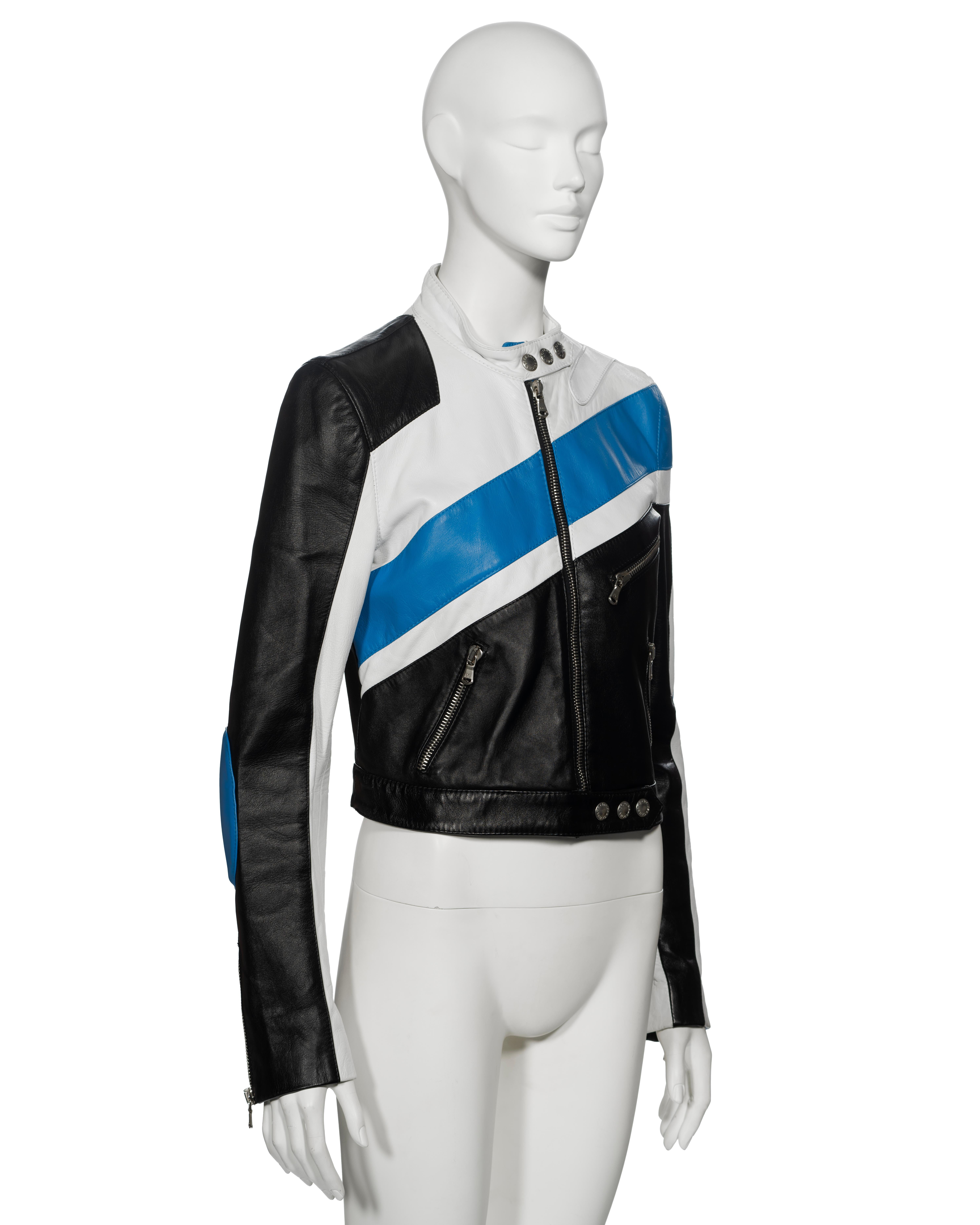 Dolce & Gabbana Tri-Colour Leather Racer Jacket, ss 2001 2