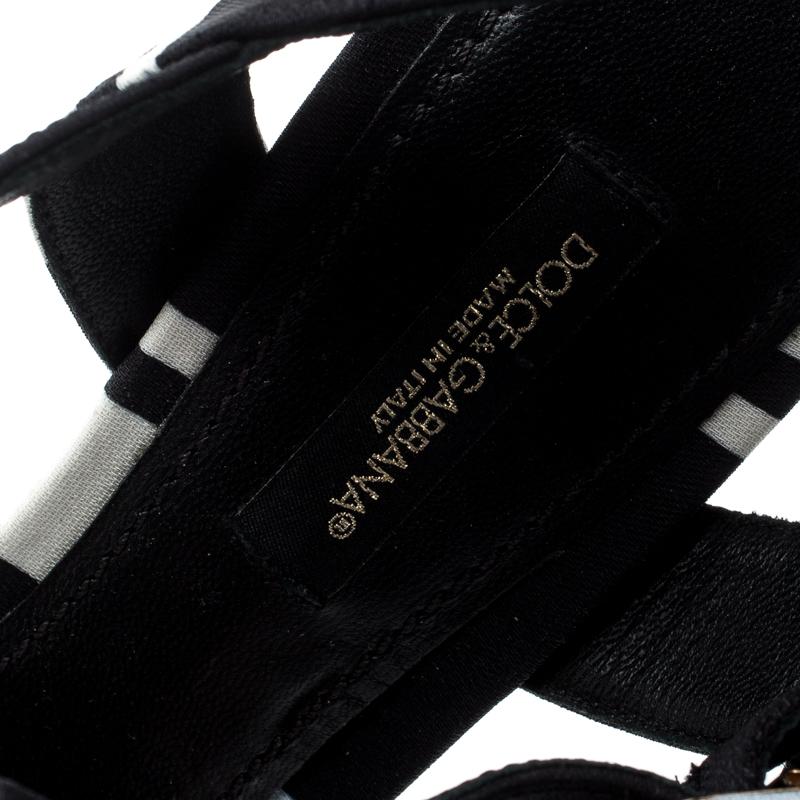 Dolce & Gabbana Tricolor Fabric T Strap Wedge Platform Sandals Size 35 1