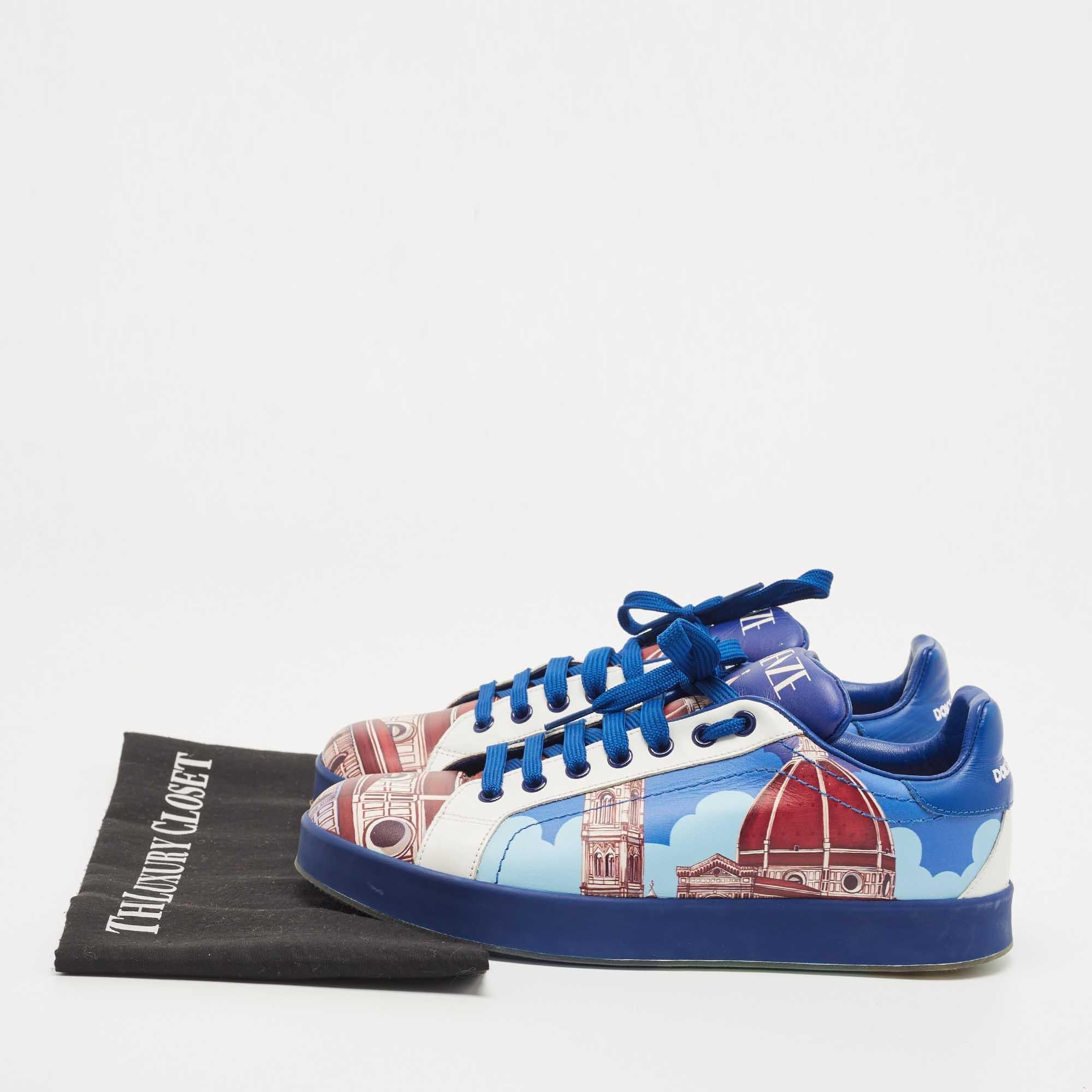 Dolce & Gabbana Tricolor Printed Leather Low Top Sneakers Size 39.5 5