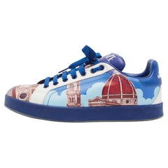 Dolce & Gabbana Tricolor Printed Leather Low Top Sneakers Size 39.5
