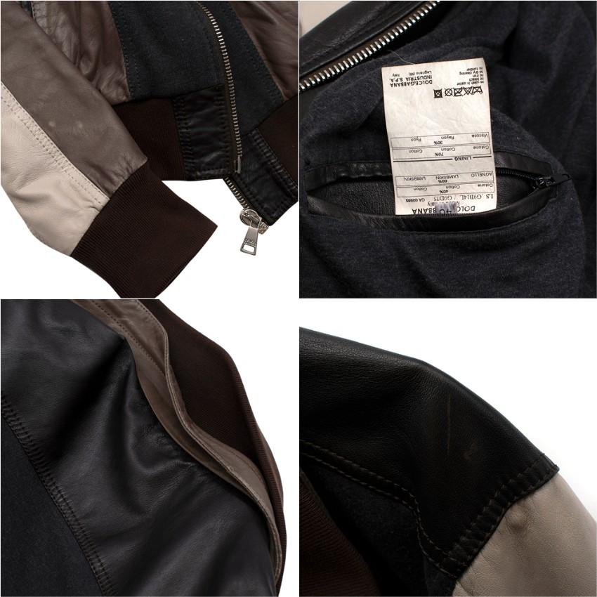 Dolce & Gabbana Tricolour Dark Brown Leather Jacket For Sale 1