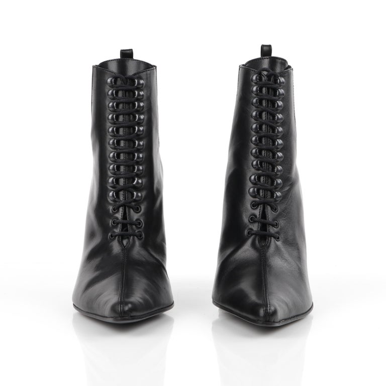 lace up pointed toe booties