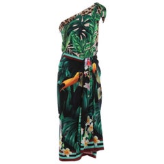 Dolce & Gabbana Tropical jungle
printed light stretch silk one-shoulder
dress