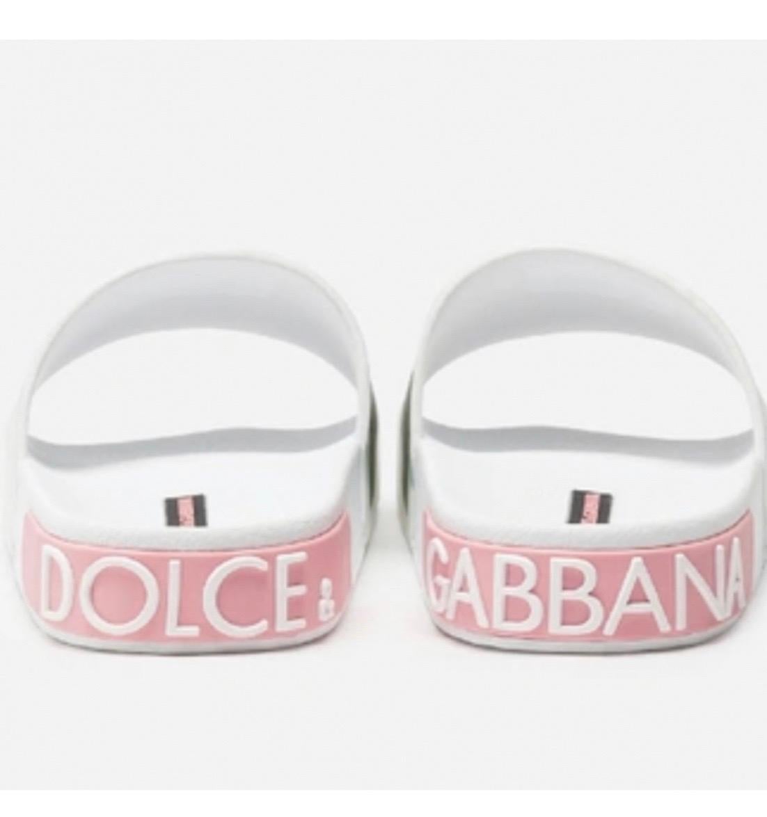 Dolce & Gabbana Tropical Rose Print Rubber Beachwear Sliders In Floral Print 1