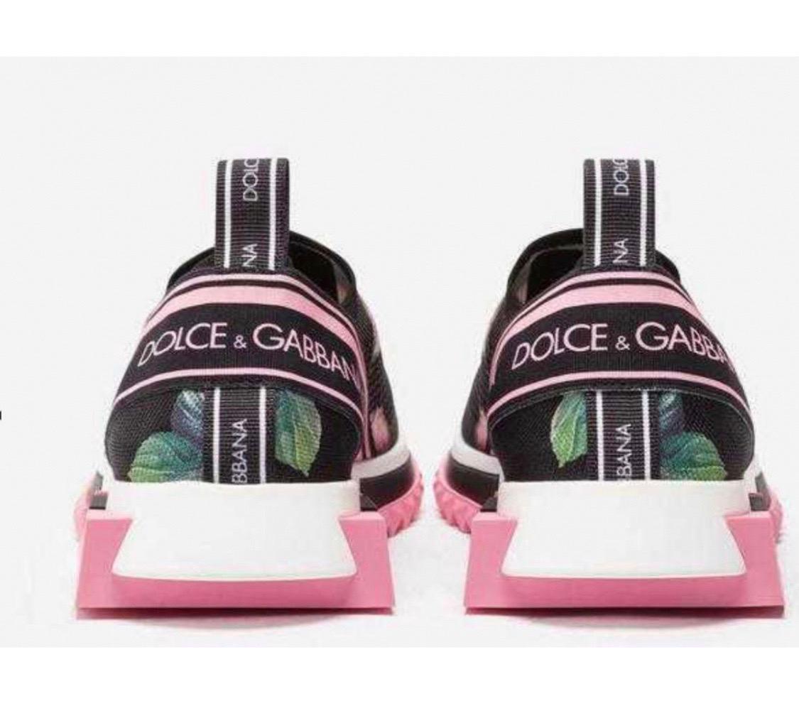 Dolce & Gabbana tropical rose printed knit sock cloth sorrento sneakers In New Condition In WELWYN, GB