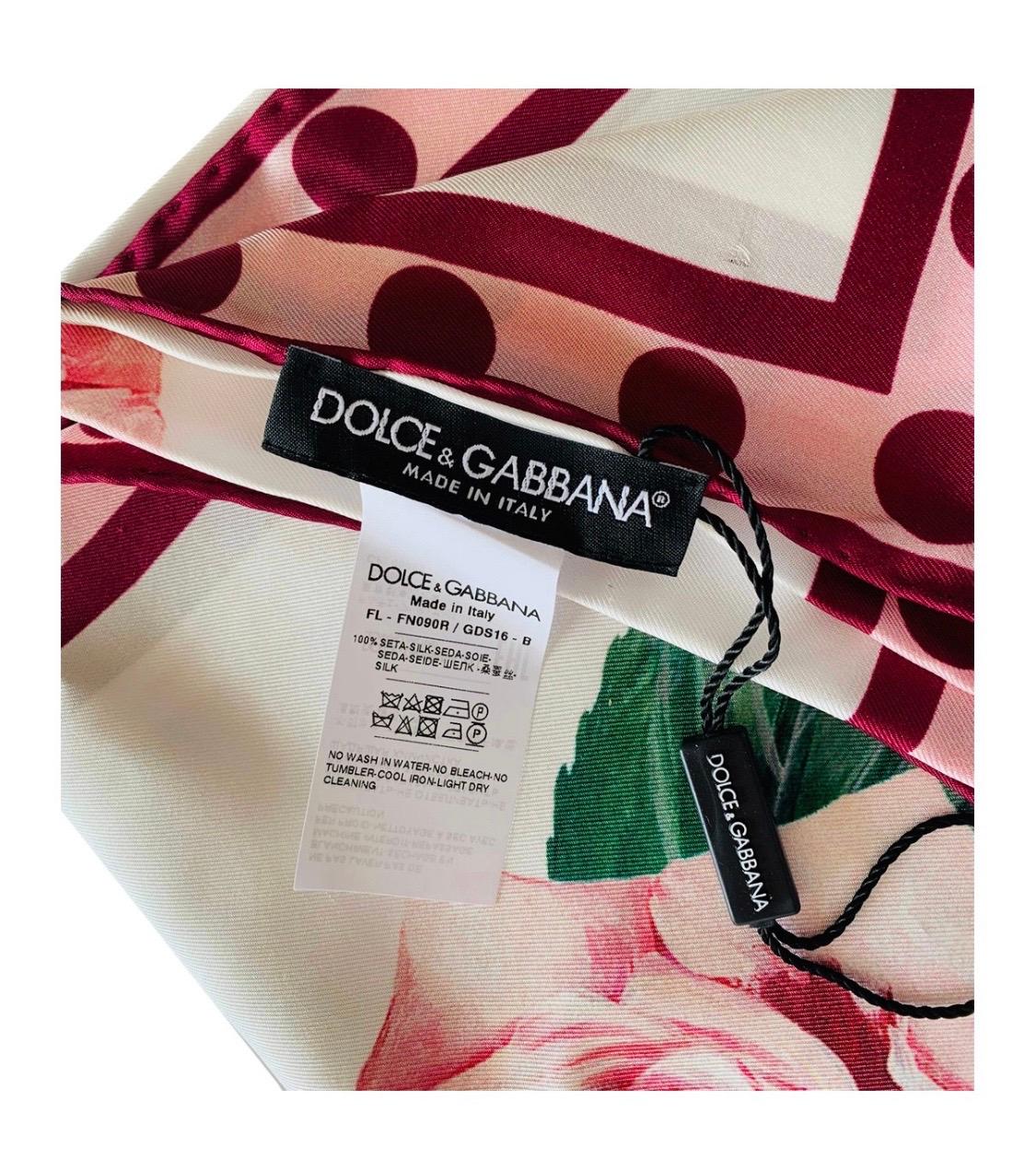 Gray Dolce & Gabbana tropical rose silk multicolour scarf wrap