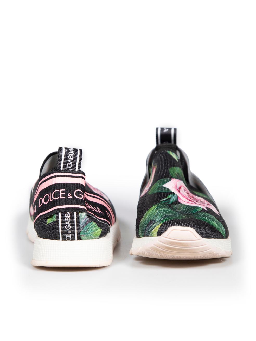 Black Dolce & Gabbana Tropical Rose Sorrento Trainers Size IT 37