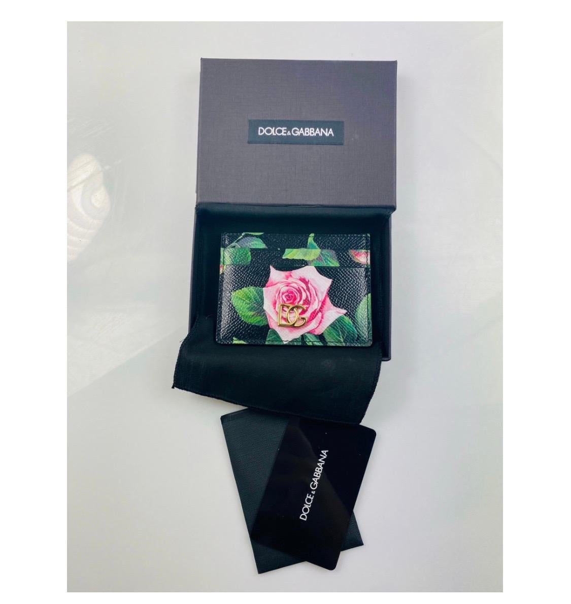 Black Dolce & Gabbana Tropical Rose
printed Vitello leather cardholder