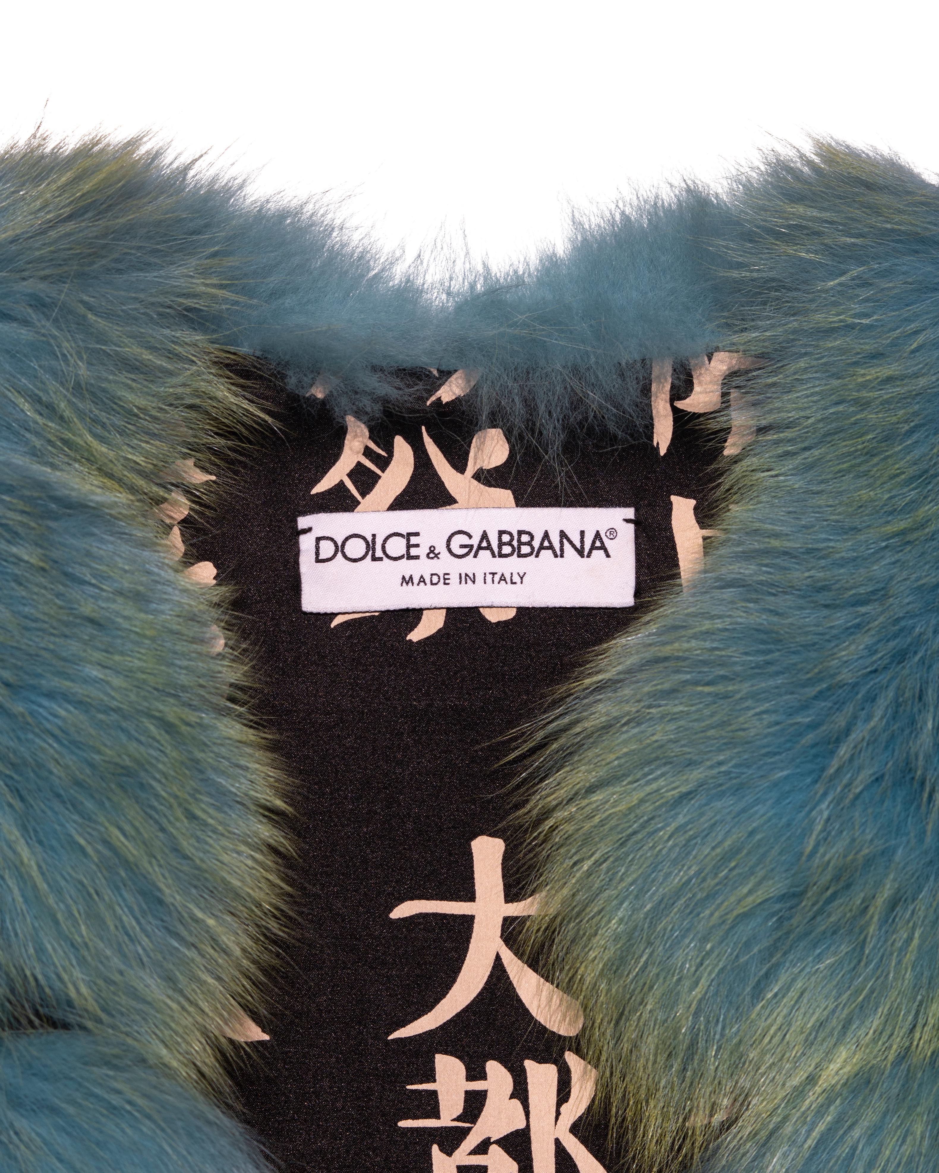 Dolce & Gabbana turquoise fox fur full-length coat, fw 1999 7