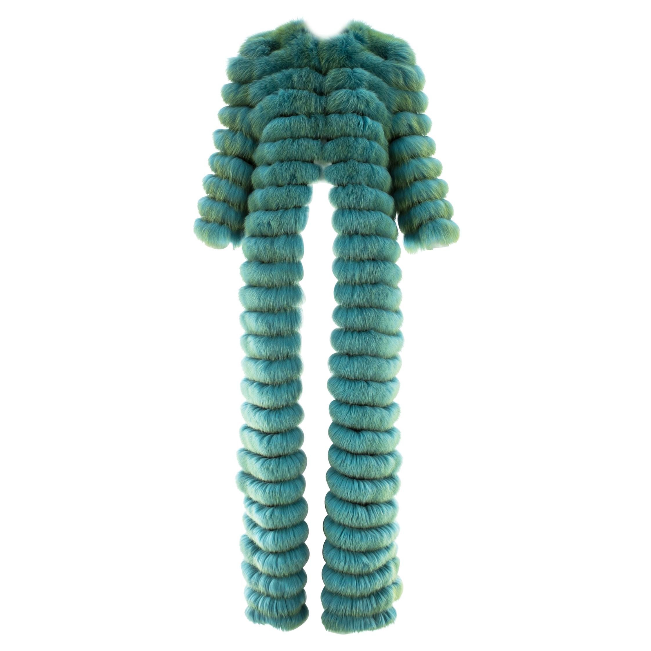 Dolce & Gabbana turquoise full length fox fur coat, A/W 1999