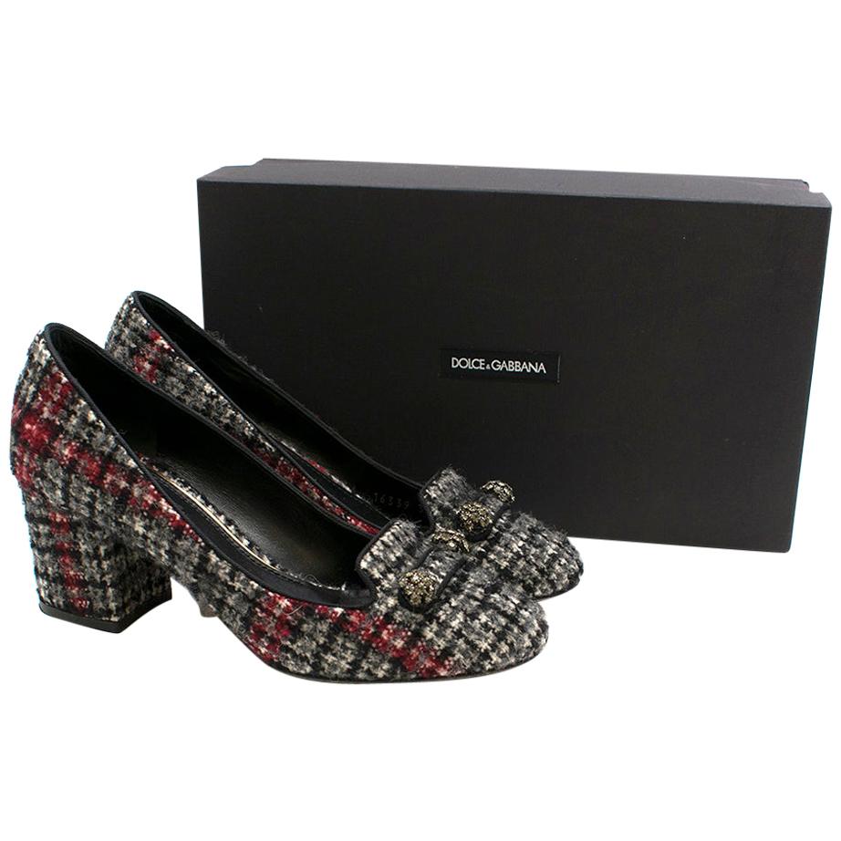Dolce 
Gabbana Tweed Crystal Embellished Pumps IT 38.5