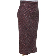 DOLCE & GABBANA Skirt Tweed Knee Length Multicolor Leopard Print Sz 42