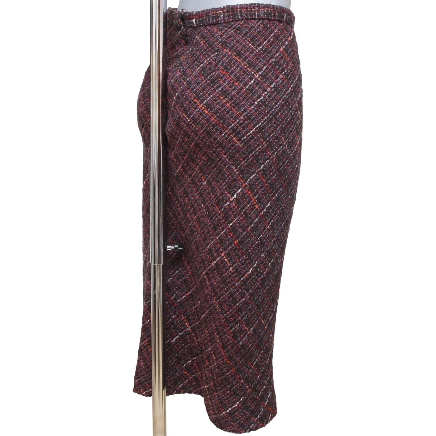 DOLCE & GABBANA Skirt Tweed Knee Length Multicolor Leopard Print Sz 42 For Sale 1