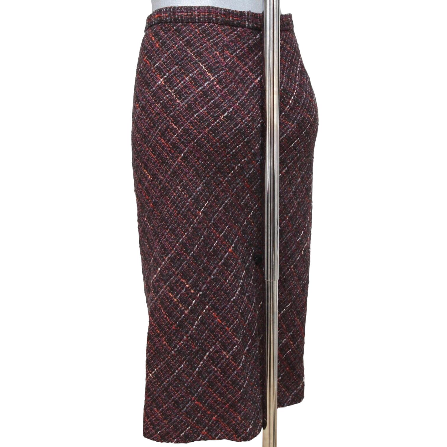 DOLCE & GABBANA Skirt Tweed Knee Length Multicolor Leopard Print Sz 42 For Sale 2