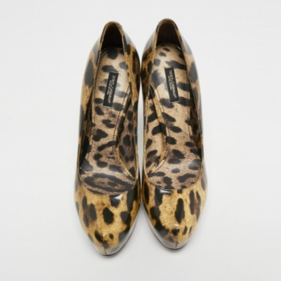 Dolce & Gabbana Bombas de plataforma de lona revestida en dos tonos con estampado de leopardo Talla 39.5 en venta 1