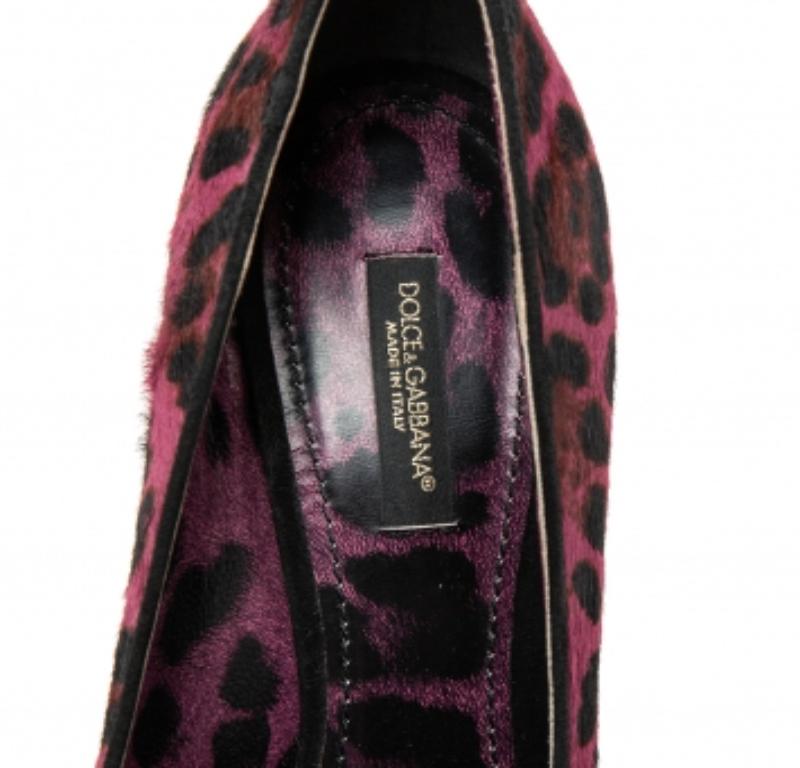 Dolce & Gabbana Two Tone Leopard Print Pony Hair Peep Toe Platform Pumps Size 37 Bon état - En vente à Dubai, Al Qouz 2