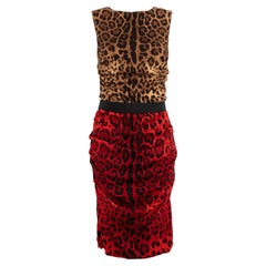 Dolce 
Gabbana Two Tone Leopard Sleeveless Dress Size L
