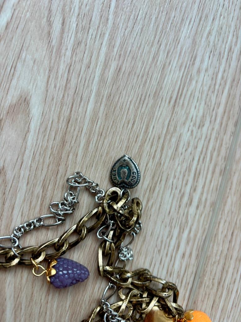 DOLCE & GABBANA Two Tone Multi Fruit Charm Belt Gold Silver Chain Pepper For Sale 2
