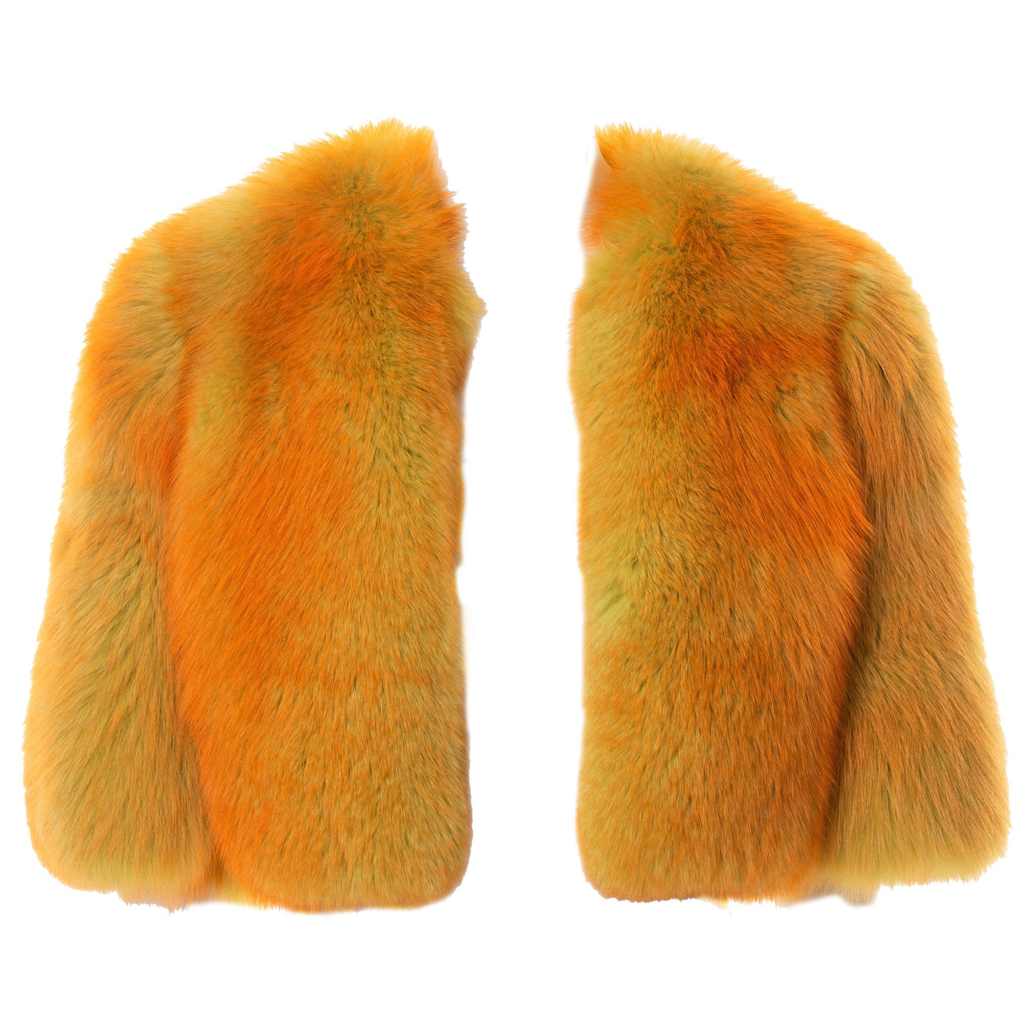 Dolce & Gabbana Zweifarbige Jacke aus Fuchsfell in Orange und Limone, fw 1999 im Angebot