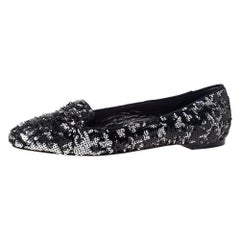 Dolce & Gabbana Two Tone Sequins Embellished Smoking Slippers Size 40