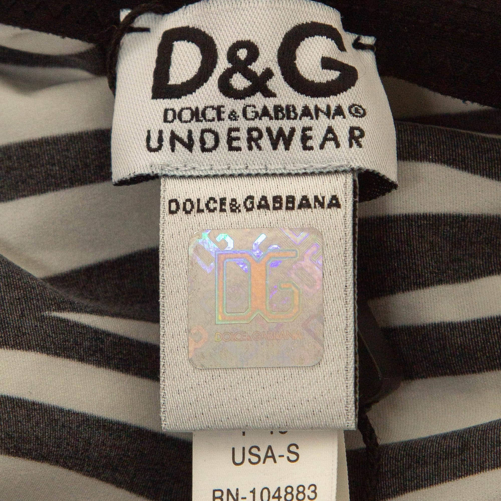Women's Dolce & Gabbana Under Wear Black/White Print Stretch Nylon Strappy Top M