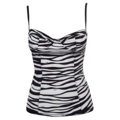 Dolce & Gabbana Under Wear Black/White Print Stretch Nylon Strappy Top M