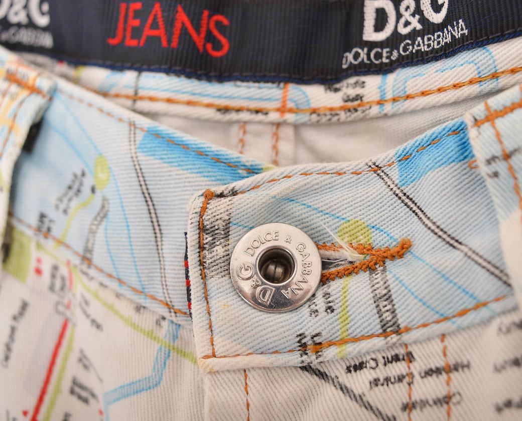 Beige Dolce & Gabbana - Jean en jean à motif « Underground Map » imprimé en vente