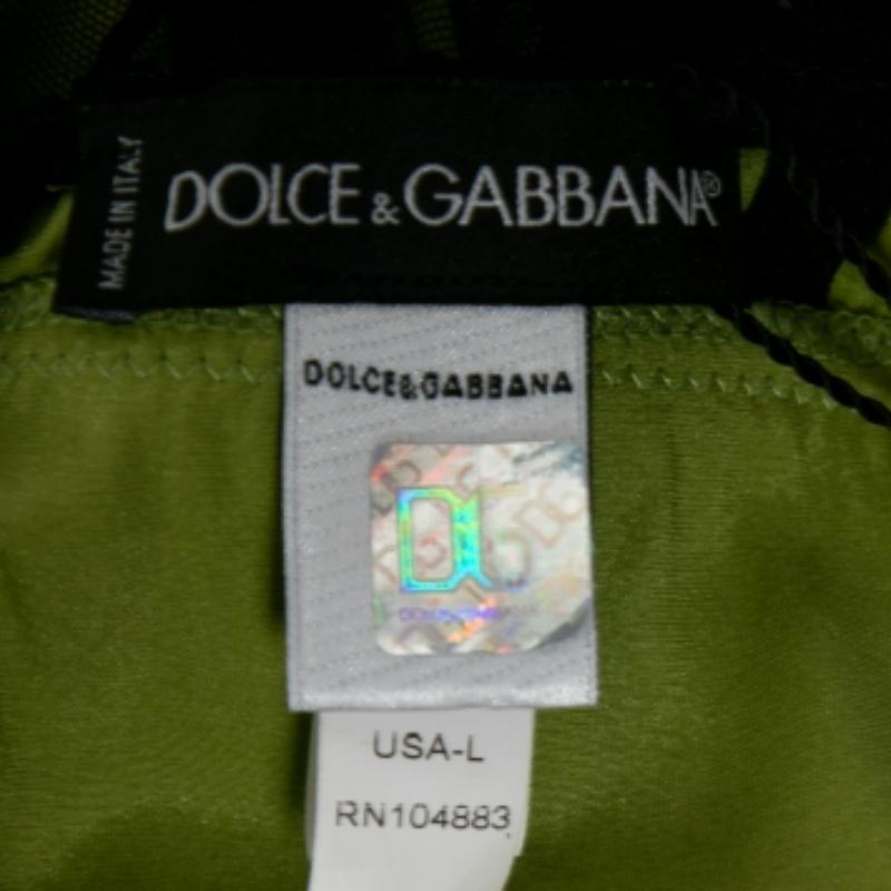 Dolce & Gabbana Underwear Green Silk & Tulle Sleeveless Camisole XL For Sale 1