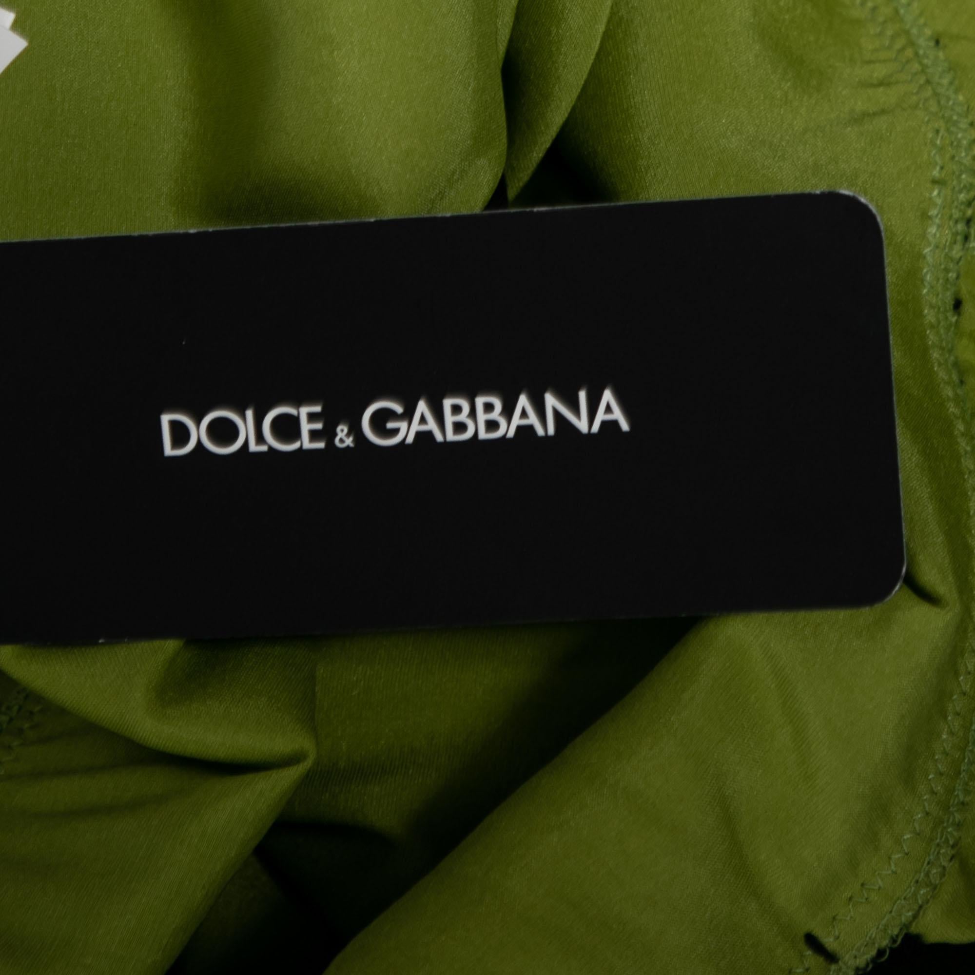Dolce & Gabbana ärmelloses Camisole aus grüner Seide und Tüll XL im Angebot 1