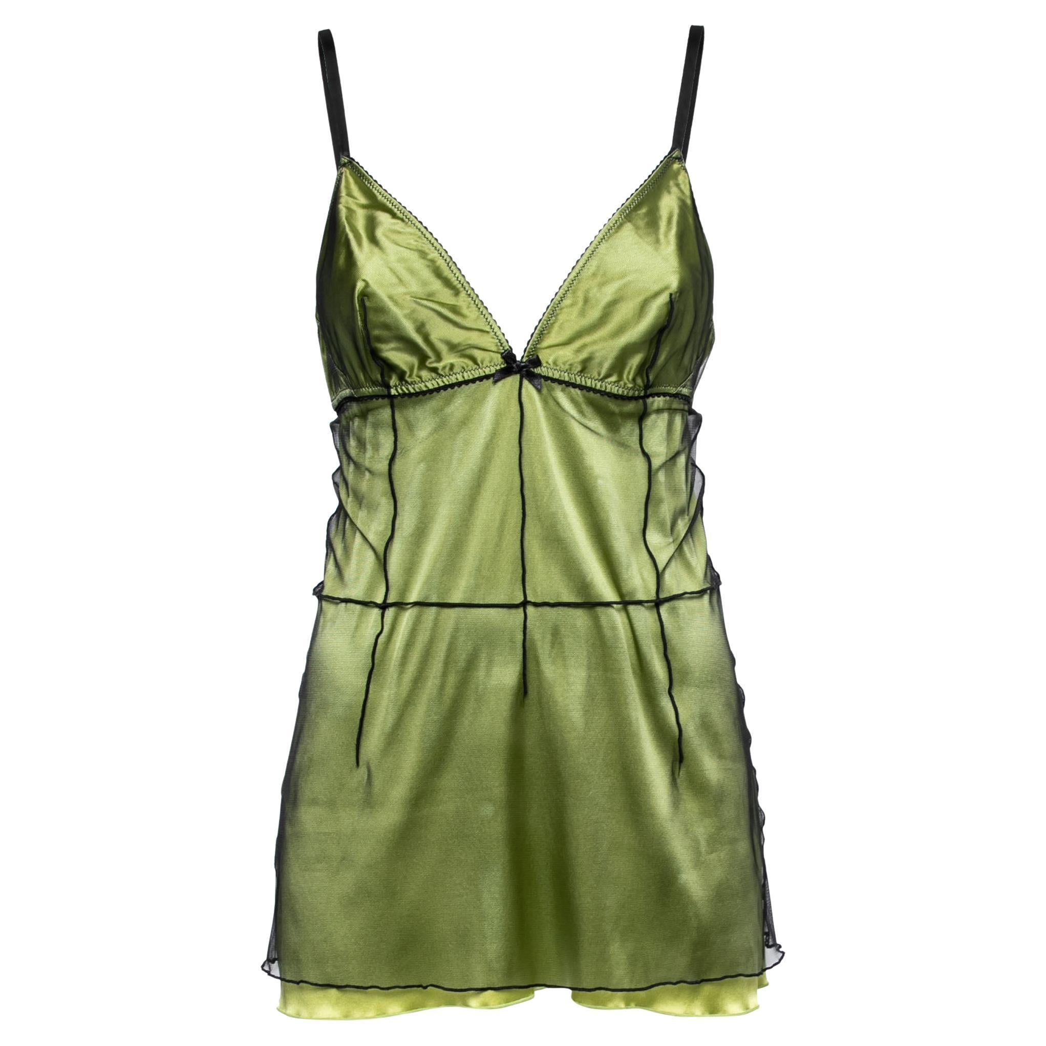 Dolce & Gabbana Underwear - Camisole sans manches en soie et tulle vert, XL