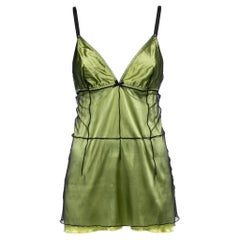 Dolce & Gabbana Underwear Green Silk & Tulle Sleeveless Camisole XL