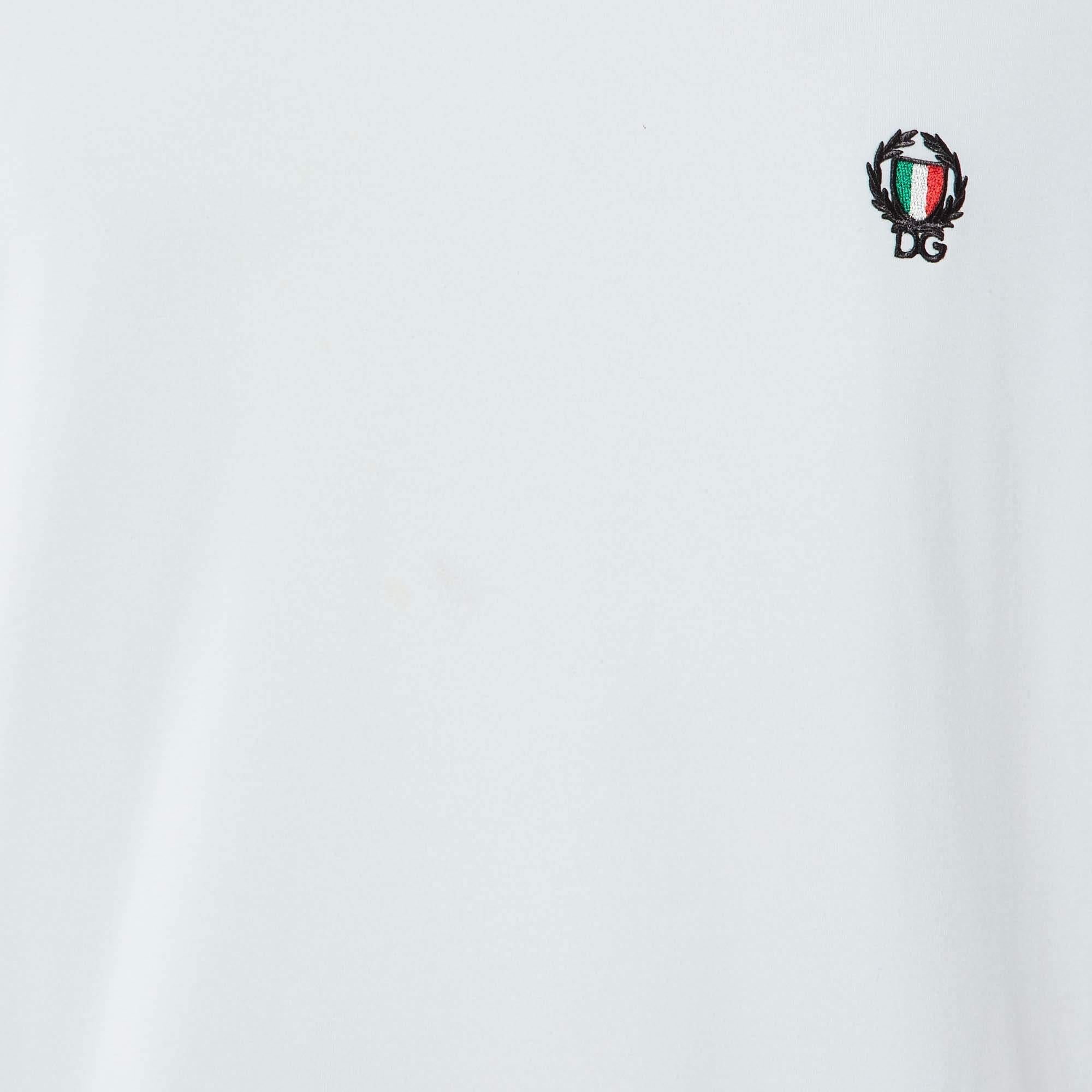 Grigio Dolce & Gabbana Underwear Maglietta in cotone bianco con logo ricamato L. in vendita