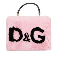 Dolce & Gabbana Unique Rabbit Fur Clutch Bag DOLCE BOX with Heart and Logo Pink