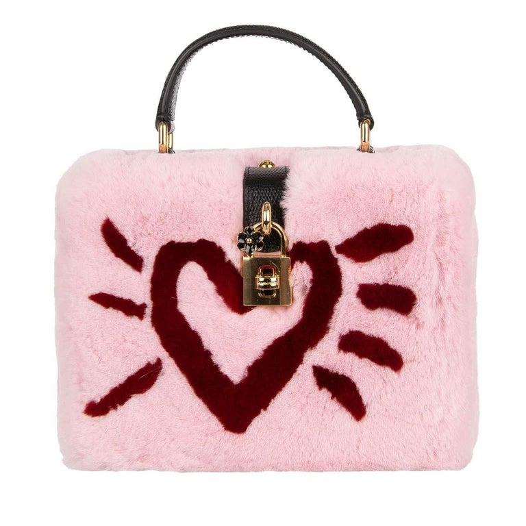 Dolce and Gabbana Unique Rabbit Fur Clutch Bag DOLCE BOX with Heart and ...
