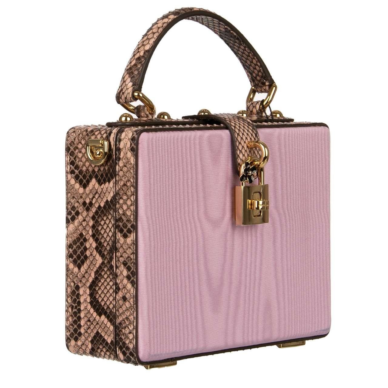 Dolce & Gabbana - Unique Snakeskin and Moire Clutch Bag DOLCE BOX Pink In Excellent Condition For Sale In Erkrath, DE