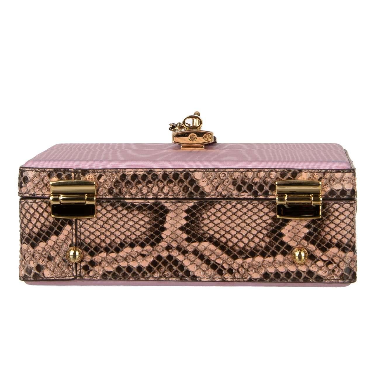 Dolce & Gabbana - Unique Snakeskin and Moire Clutch Bag DOLCE BOX Pink For Sale 1