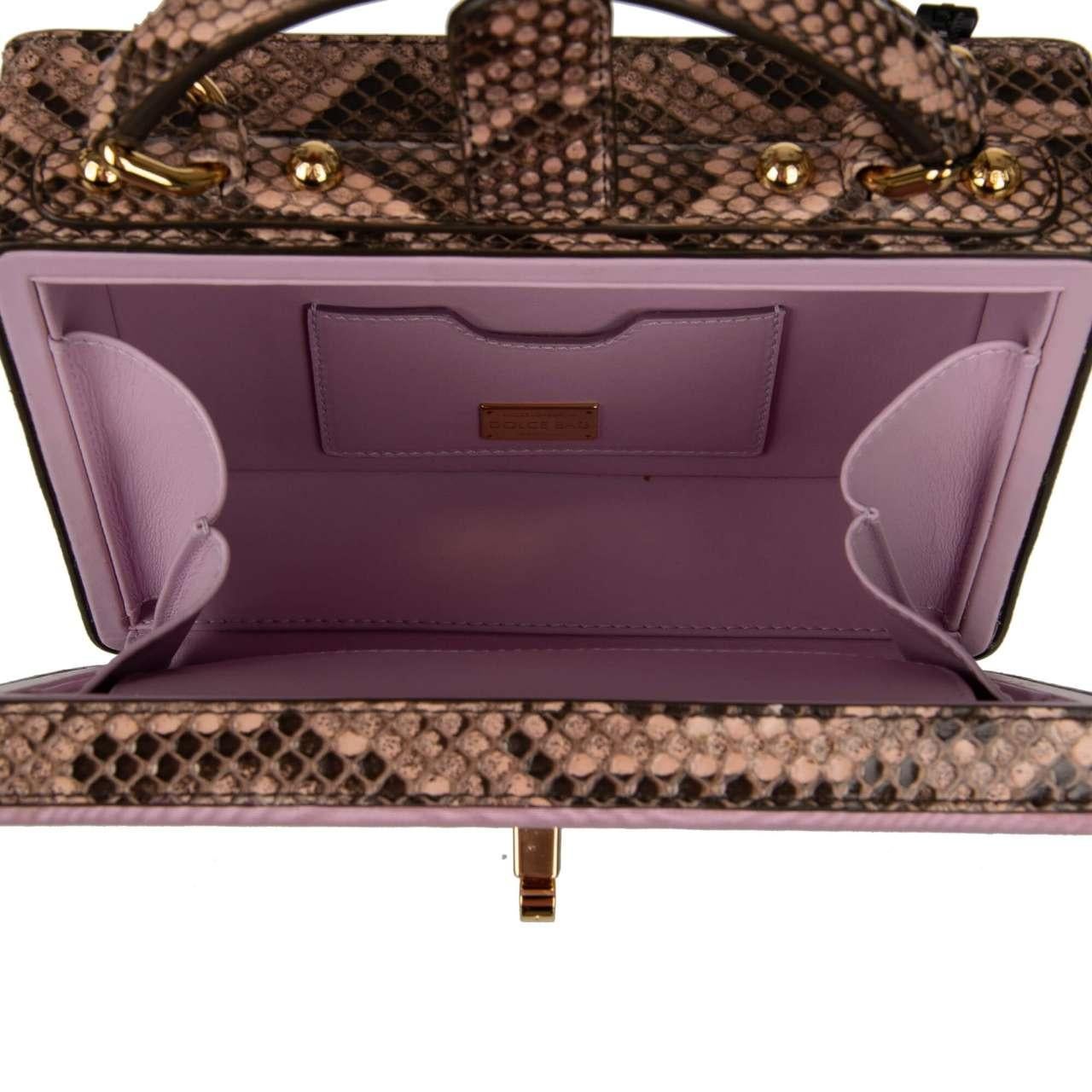 Dolce & Gabbana - Unique Snakeskin and Moire Clutch Bag DOLCE BOX Pink For Sale 3