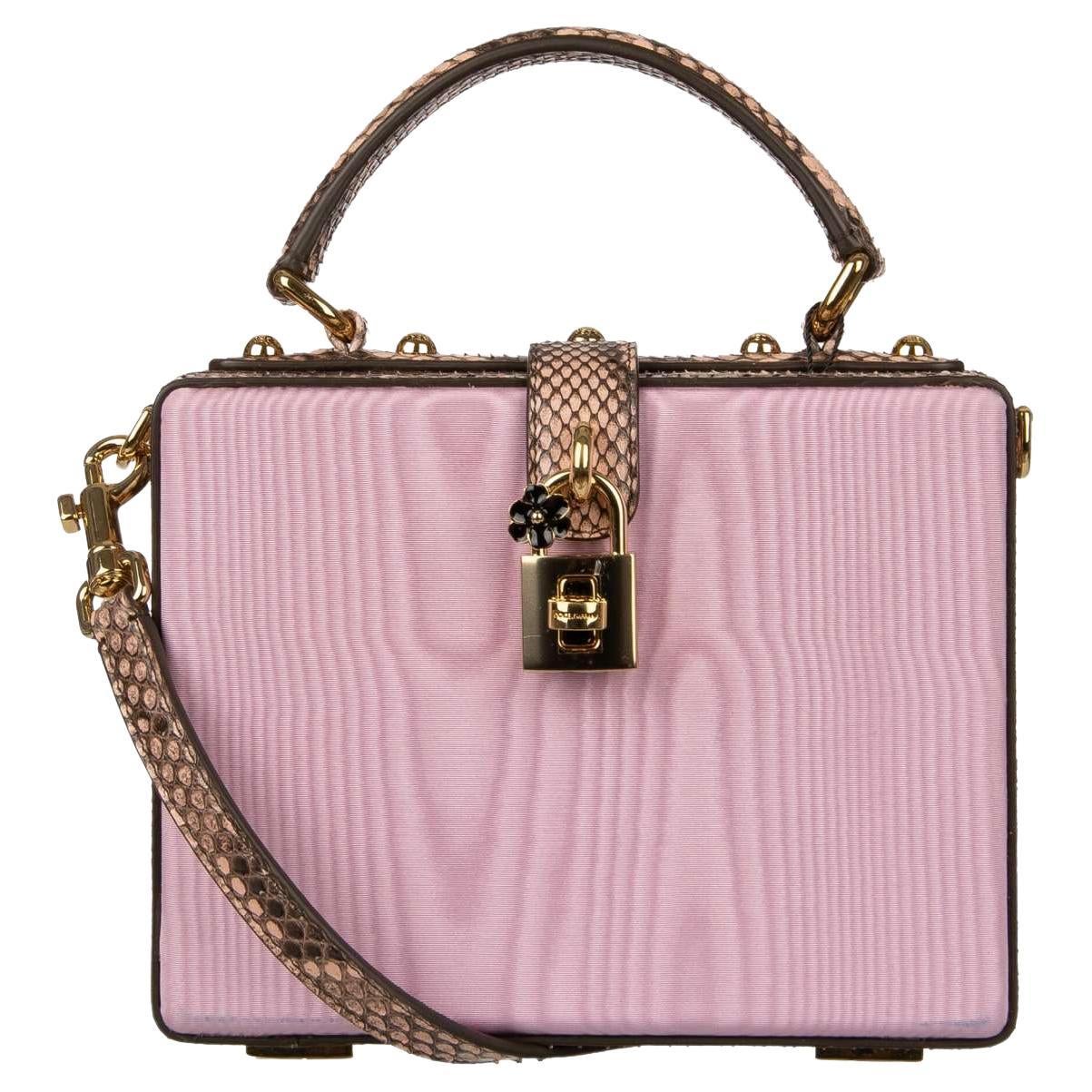 Dolce & Gabbana - Unique Snakeskin and Moire Clutch Bag DOLCE BOX Pink For Sale