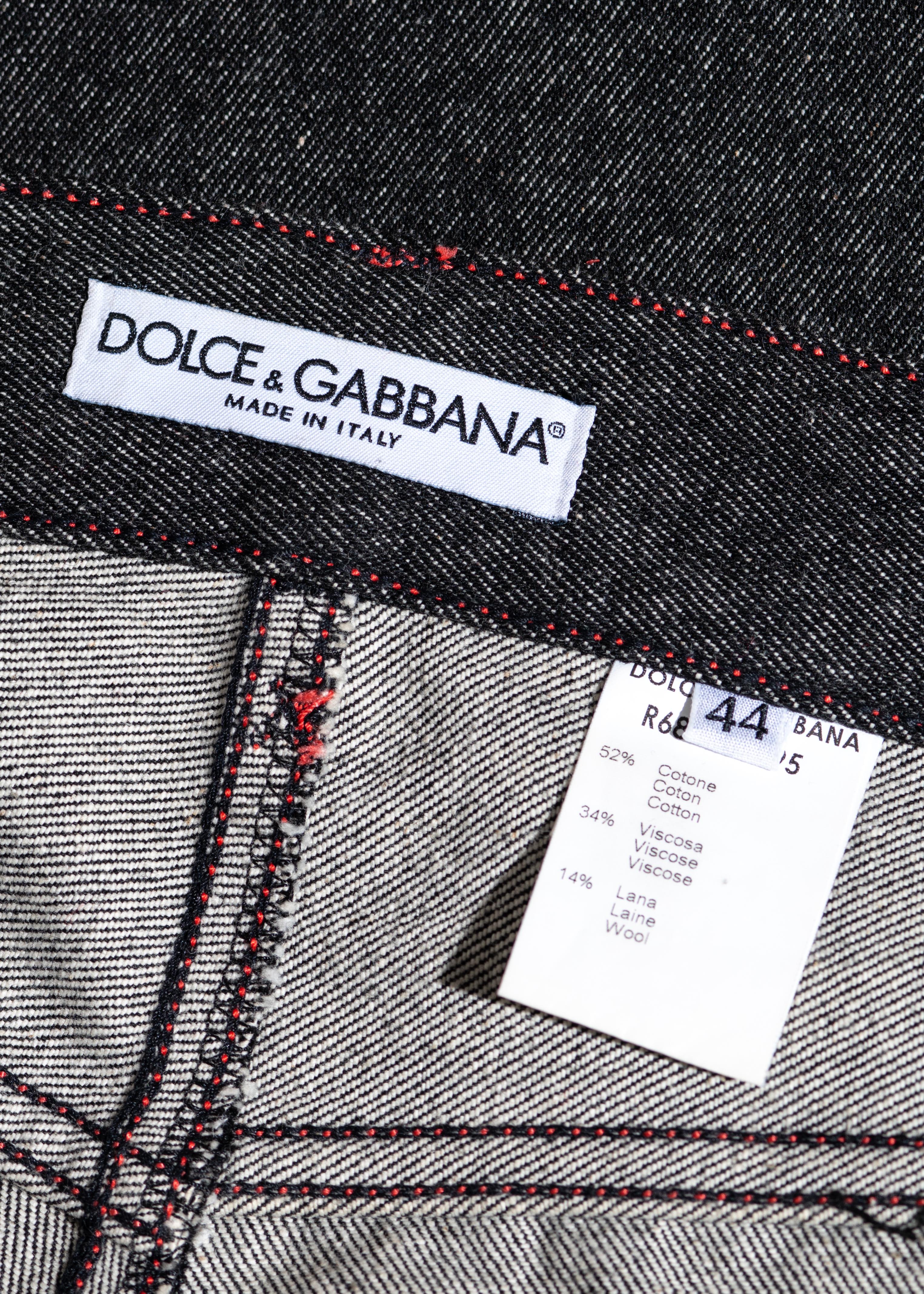 Dolce & Gabbana unisex black denim jeans with brown fur, fw 1999 4