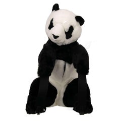 Dolce & Gabbana Unisex Faux Fur Plush Toy Panda Backpack Bag Black White