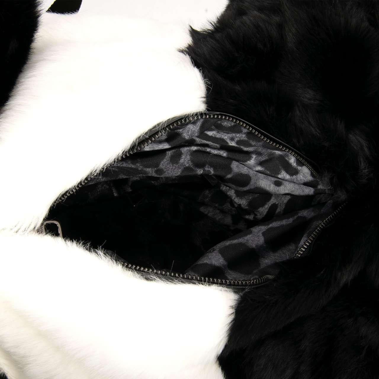Women's Dolce & Gabbana Unisex Faux Fur Plush Toy Panda Backpack Bag Black White