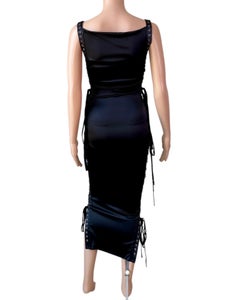 Dolce & Gabbana Unworn Bondage Corset Lace-Up Bustier Cutout Silk Black Dress