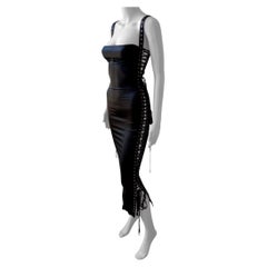 Dolce & Gabbana Unworn Bondage Corset Lace-Up Bustier Cutout Silk Black Dress