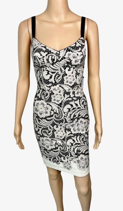 Dolce & Gabbana Unworn Lace Print Bustier Bodycon Mini Dress