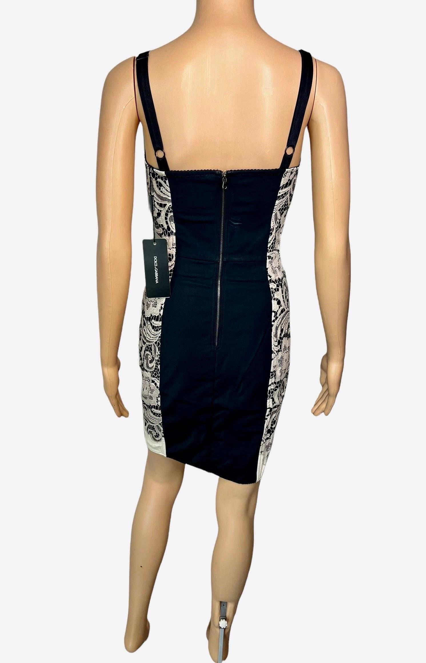 Dolce & Gabbana Unworn Lace Print Bustier Bodycon Mini Dress For Sale 2