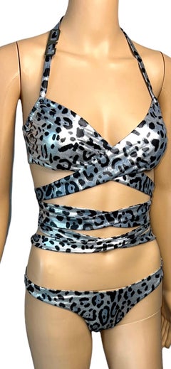 Dolce & Gabbana Unworn Logo Wrap Tie Up Bikini Swimwear Swimsuit 2 Piece Set