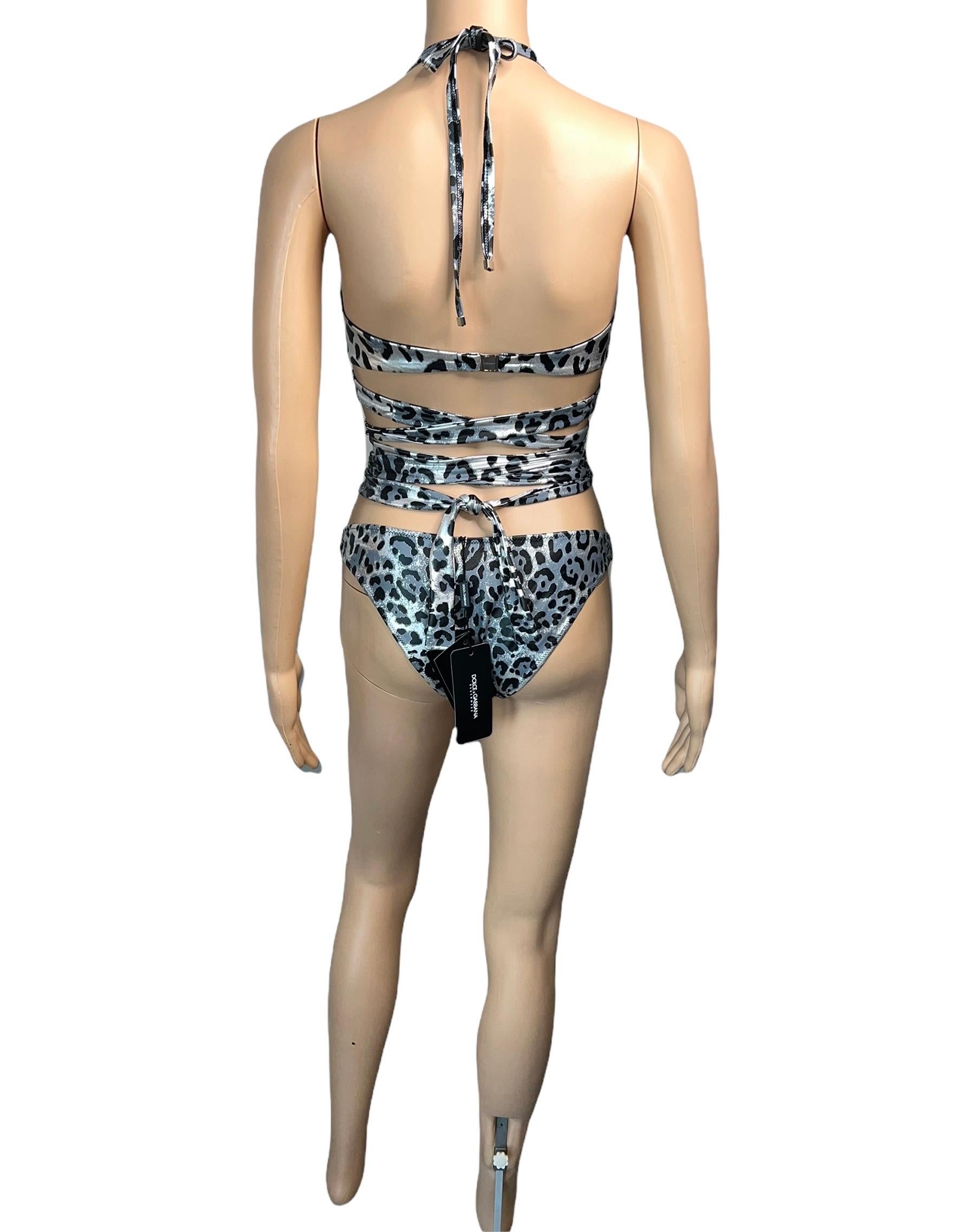 Women's Dolce & Gabbana Unworn Logo Wrap Tie Up Bikini Swimwear Swimsuit 2 Piece Set For Sale