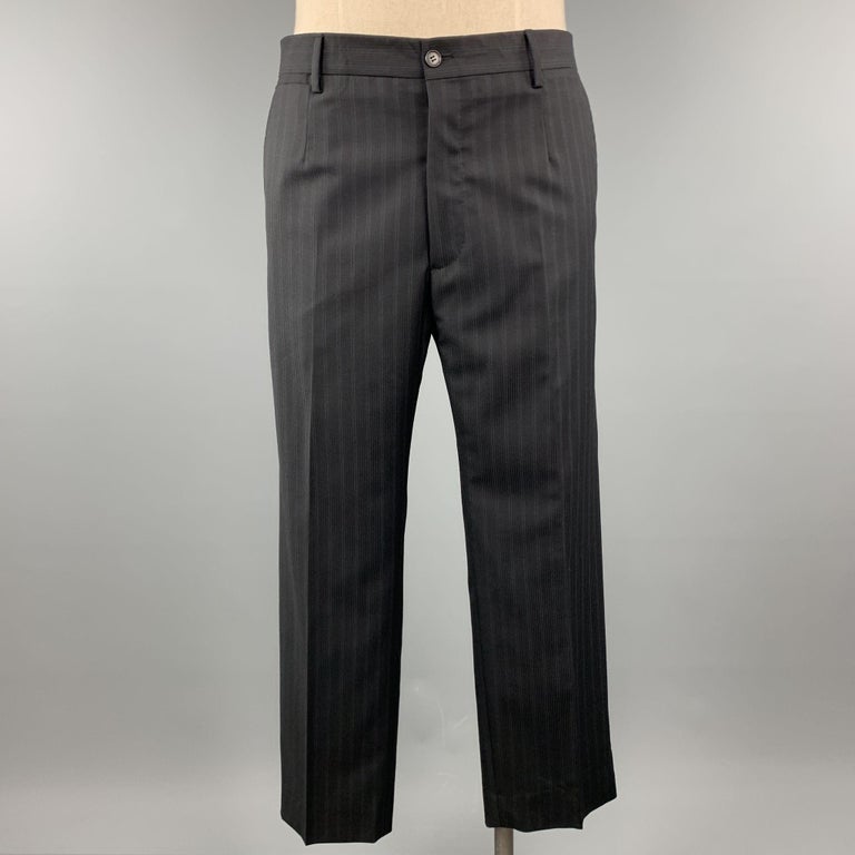 DOLCE and GABBANA US 42 / IT 52 Regular Black Wool Peak Lapel Suit For ...