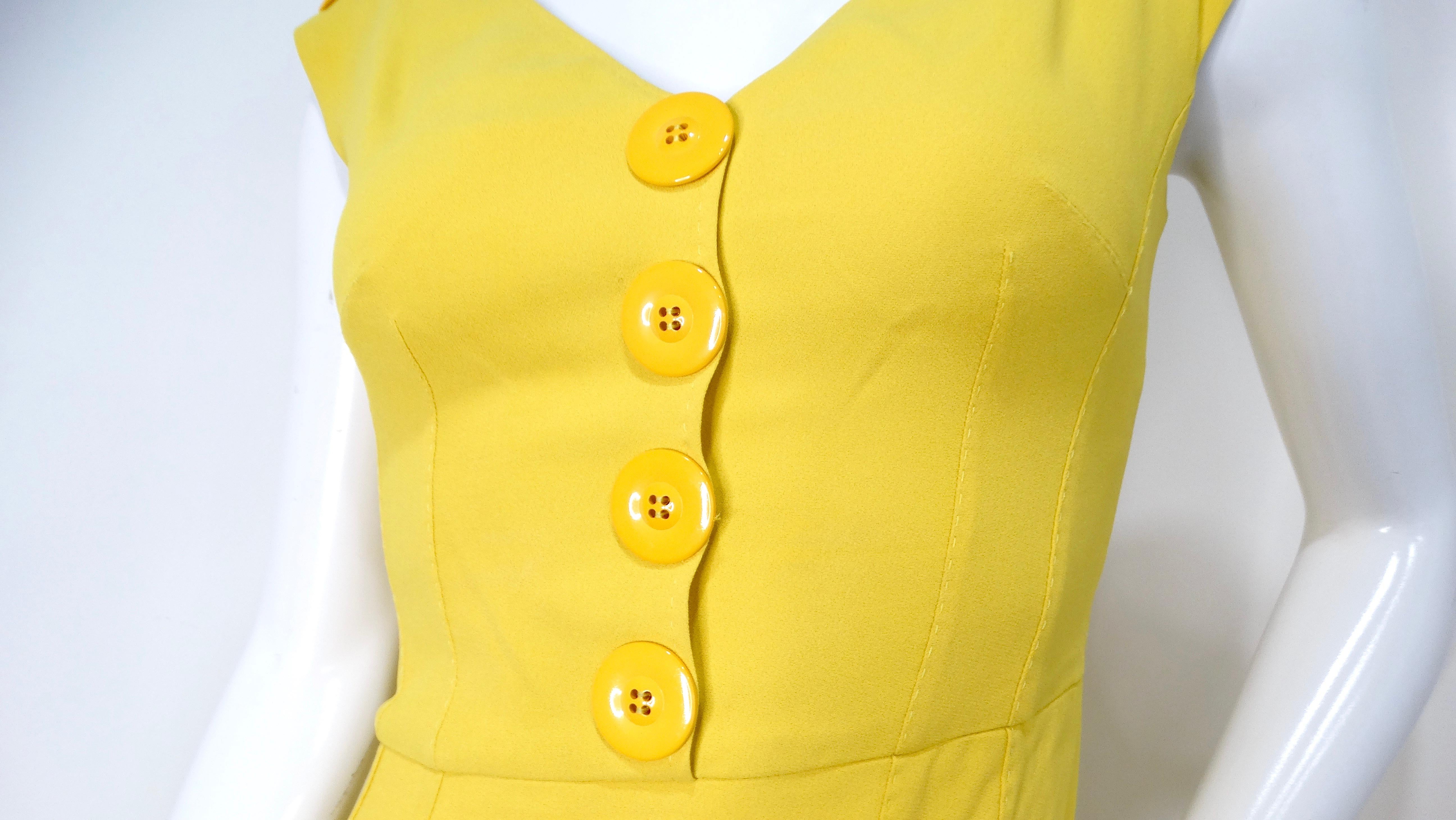 Dolce & Gabbana Vestido largo midi con cuello en V y botones Amarillo en venta