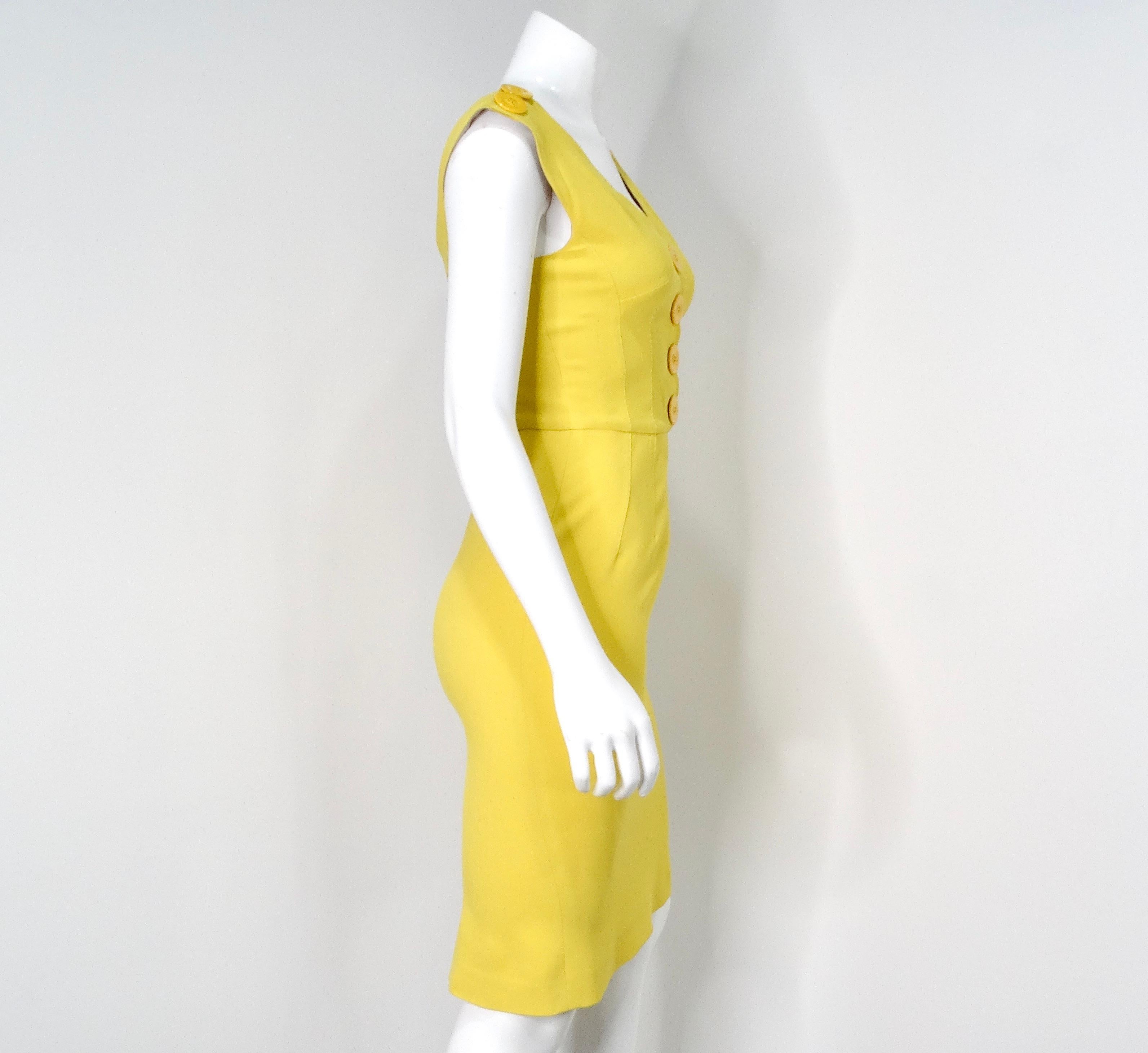 Dolce & Gabbana Vestido largo midi con cuello en V y botones en venta 2